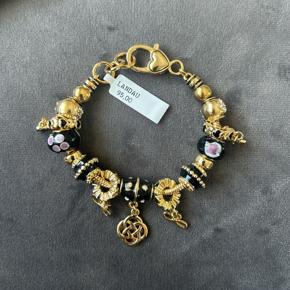 Landau Gold and Black Beaded Bracelet